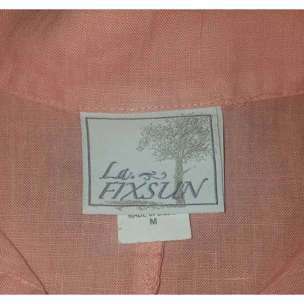 La Fixsun Peach Linen Oversized Tunic M Lagenlook Coastal Grandma Cottagecore